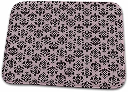 Criações PS de 3drose - Padrão de damasco rosa e preto - tapetes de tapete de banheiro