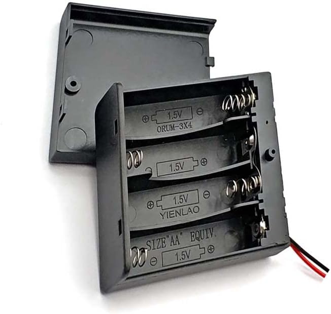 Interruptor e tampa do suporte da caixa da bateria AA, caixas de armazenamento de bateria de 4pcs DIY, suporte de bateria de célula