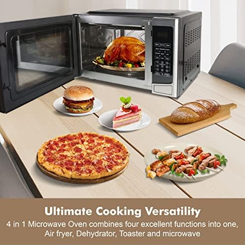 Forno de microondas Jalantek 4-em-1 com fritura de ar saudável, torradeira, desidratador, 1,2 cu.ft/30l com interior limpo fácil,