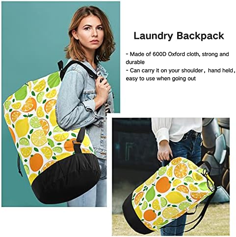 Bolsa de lavanderia de limão fresca com alças de ombro de lavanderia Backpack Back Fechamento de cordão de tração Handper