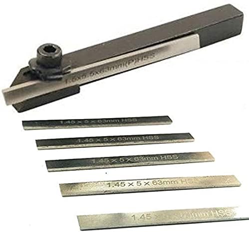 Annafi® Factory Mini Parting Tool Titular com 6 PCs | Blades HSS para Mini torneiras Machine Tools | Ferramenta de torneamento de torno de fábrica para uso industrial e mecânico | Peças e acessórios de torno
