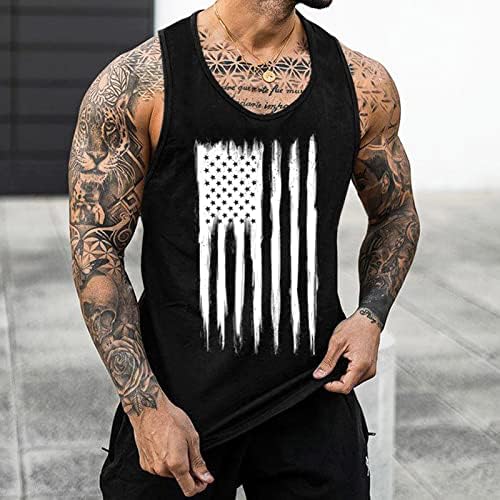 HDDK 4 de julho Tampo de tanques para homens, Retro American Flag Patriótico Manusenoso Vesto Racerback Tanque de ginástica de ginástica