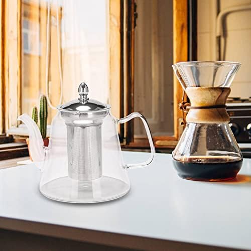Café de chá resistente ao calor de vidro sagaan com aço inoxidável Infusor Tea Oolong Espresso Pote de panela de panela 34oz Slim