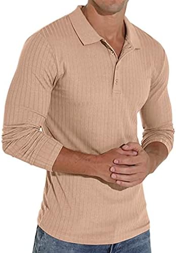 Camisetas de pólo musculares de alongamento de Angbater para homens camisetas de manga longa e curta Slim Fit para