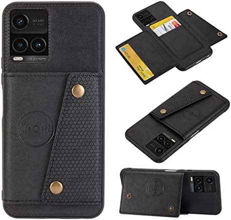 Casos de proteção de protetores Caixa de carteira compatível com Vivo Y33s, estojo de couro com suporte para cartão, fecho