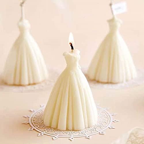 Molde de silicone do vestido de princesa de casamento tridimensional, molde de vela de aroma para sabonete DIY, vela, chocolate, bolo,