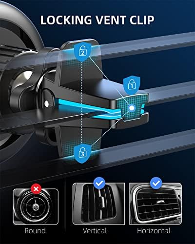 Montagem de telefone de sucção para ventilação de ar [sucção automática] Montagem de telefone elétrico do carro [Bumpy Road Friendly] Hands -Free Celled Telder CAR CARRA PARA TODOS O IPHONE Android com estojos - Prata