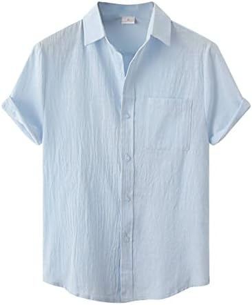 Camisa havaiana de zdfer de cor havaiana de cor sólida de manga curta Button camise