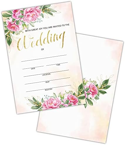 Convites de chuveiro de casamento florais, convites de chuveiro de noiva floral rosa, convites de chuveiro de noiva
