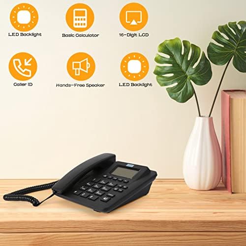 Sangyn Big Button Corded Telefone fixo, telefone fixo sem mãos com identificação de chamadas, discagem rápida, adequada