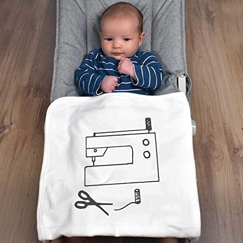 Máquina de costura de Azeeda e cobertor de bebê de algodão de tesoura