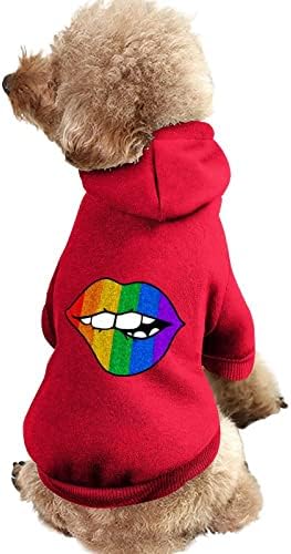 Lábios do Gay Pride Glitter One Piece Costume de roupas de estimação com acessórios para animais de estimação para cachorrinho