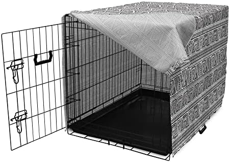 Tampa de caixas de caixa de cães tribais de Ambesonne, estilo de design de design monocromático de design contínuo Zentangle