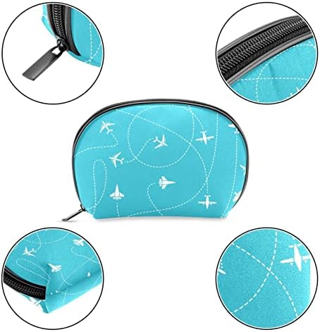 Bolsas de cosméticos para mulheres, bolsas de bolsas de maquiagem de maquiagem Bolsa de maquiagem Meninas, desenho animado azul de avião