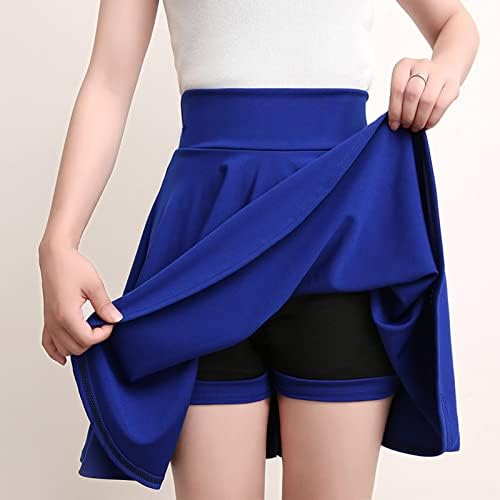 Flowy Pleated Workout Skorts Saias com shorts para mulheres Skorts de golfe de cintura alta 2 Em 1 gradiente, shorts de