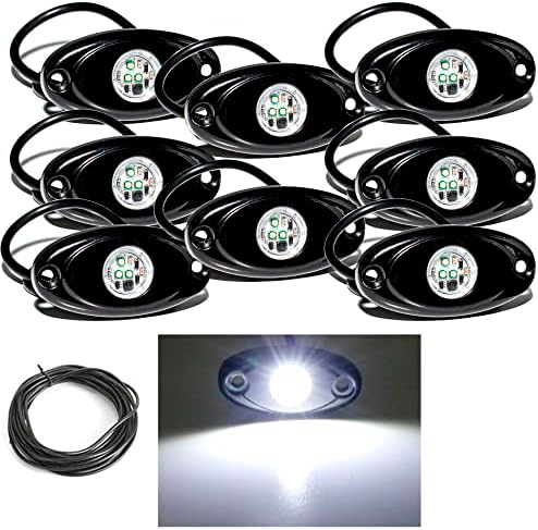 Yoneda White Rock Lights LED 8Pods Luzes de puplo à prova d'água para caminhão de carro ATV UTV SUV Offroad Boat Underbody Glow Trail