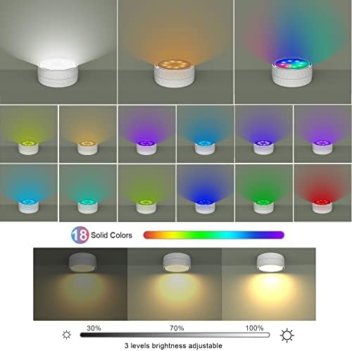 Luz de teto operada por bateria TintIndoc para chuveiro ou plug-in/teto sem fio Lihghts Controle remoto18 RGB Color