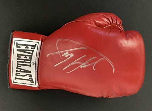 Larry Holmes assinou a luva de boxe Everlast White Rótulo Autógrafo Hof JSA - luvas de boxe autografadas