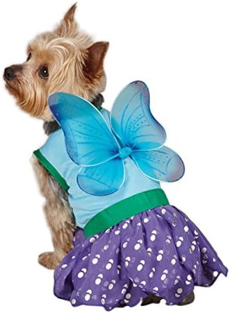 Fantasia casual de cães de fada de poliéster canino, x-small, 8 polegadas, azul