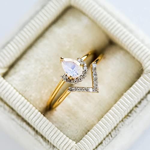 Moda requintada em forma de queda em forma de diamante anel de zircão para mulheres anel de noivado conjunto de anel frio