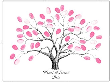 Impressões digitais de amosfun Árvore do livro de visitas a impressão digital da assinatura do convidado de casamento com 6 cores de suprimentos para festas de casamento de tinta