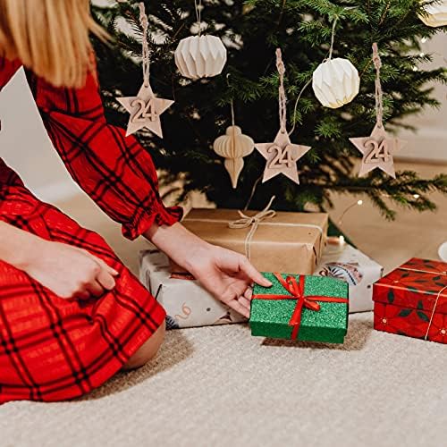 2 Defina o Natal do advento Ornamentos pendurados 1-24 Countagem de calendário pendurada tags com corda Decoração de parede