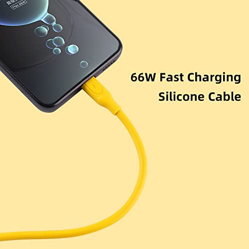 Cabo de silicone USB C, 60W Tipo C para USB C Cabo de carregamento rápido compatível com Samsung Galaxy S21/S20, Pixel