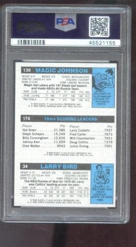 1980-81 Topps Magic Johnson Larry Bird Rookie RC Julius Erving PSA 7 Cartão graduado - Basketball Slabbed Cartões