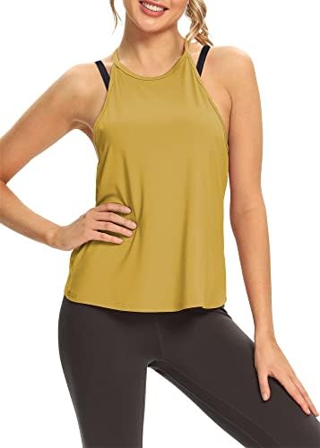 Mippo Open Back Treping Tops for Women Sexy High Neck Tops Tamas de ginástica camisas atléticas