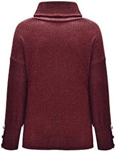 Ymosrh Sweater Feminino Turtleneck Button Botão de manga longa Sweater de malha solta Tops de blusas