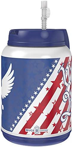 64 onças nós, o povo, caneca com palha reutilizável - BPA grátis - feita nos EUA - American Flag Canejando com Eagle