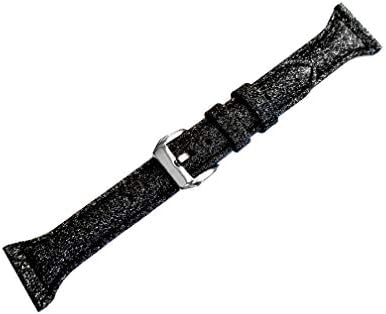 Nickston Black Sparkling Glitter Slim Band Compatível com Fitbit Versa 3 e Sense Smartwatches Pulseira de cinta de couro macio elegante
