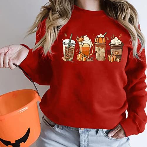 Sorto de outono para mulheres bebidas de abóbora Tee gráfica meninas adolescentes túnicas de halloween lotas