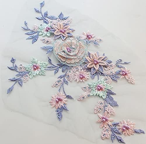 Kasmom 1 peça 6 cores Flor de lantejoulas de bordado de frisinho de laca de cravo de craft renda Appliques Torda 3D Patches