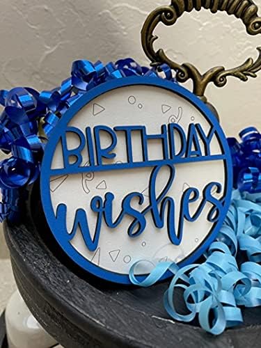 Feliz Aniversário 3D Mini sinais, faça um desejo, cupcake, decoração de bandeja de camadas, celebração, decoração de aniversário, aniversário de menino