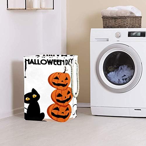 Happy Happy Halloween Day Bat and Spider On Text 300d Oxford PVC Roupas à prova d'água cesto de roupa grande para cobertores Toys de roupas no quarto