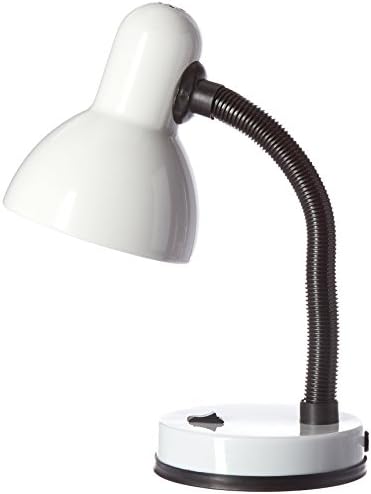Designs simples LD1003-WHT METAL BÁSTICO Flexível Lâmpada de mesa de pescoço, branco