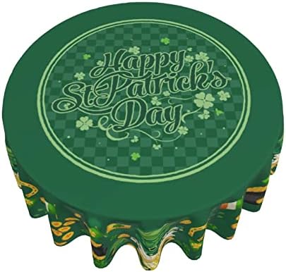 Kawani St Patricks Tolera de mesa redonda de 60 polegadas de 60 polegadas verde hat shamrock hat shamrock moeda de cerveja Tabela de cerveja Spring Farmhouse Holiday Polyester Table Decorativa para festa de jantar de cozinha externa em interior