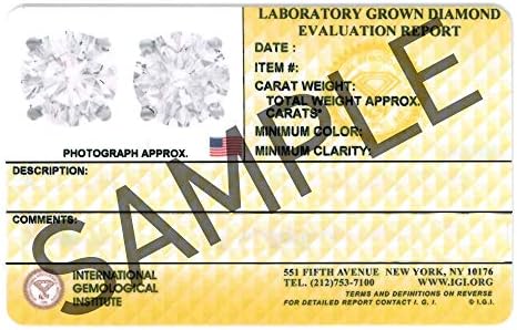 IGI certificado 14K Gold branco ou 14K YG Round Lab Lab Cultivado Diamond Stud Martini Brincos Brincos de volta por Stefano Navi