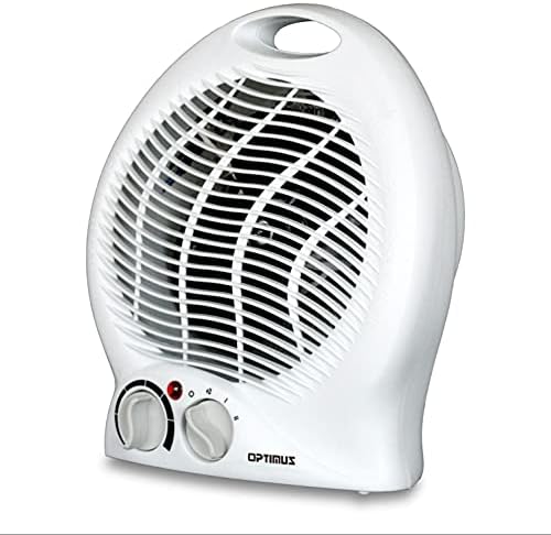 Optimus H-1322 aquecedor de ventilador portátil de 2 velocidades com termostato, branco