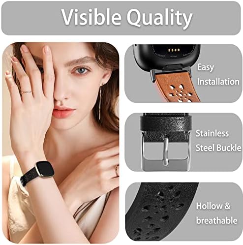 Bandas de couro para Fitbit Versa 3 Bands/Versa 4 Bands para mulheres Men/Fitbit Sense Bands/Fitbit Sense 2 Bands, Banda