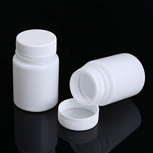 Tiaobug 10pcs garrafas de comprimidos portáteis de plástico vazio garrafas de comprimido de armazenamento de comprimido capa branca
