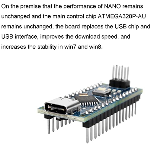 DKARDU 2 PCS Tipo C Nano USB V3.0 ATMEGA328P Placa do controlador do módulo CH340 CHIP 5V 16MHz com cabo USB tipo C para Arduino
