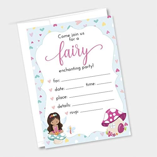 12ct Fairy & Pixie Birthday Party Convites, envelopes incluíram 5x7