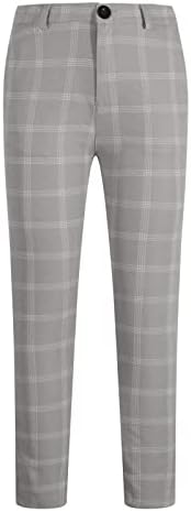 Calças mapeias fieiras masculinas esticam-se de frente para a frente e lã de calça longa e flagrante, lápis de golfe com bolso