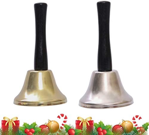 AMOSFUN BELLS BELL DINAN DINHA Mão de chamadas de serviço Altar-2 PCs 7,5 cm Bells de mão Metal Decor multifuncional Durável