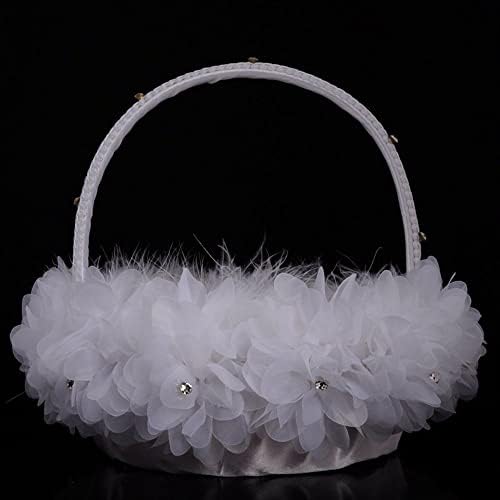 Houchu Wedding Supplies de qualidade Cesta de travesseiros de anel branco de cetim romântico de casamento ocidental fofo para menina flor, decoração de festa de dama de honra