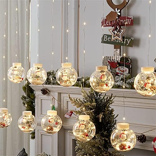 Luzes de corda de esfera que desejam Natal, 9,84 pés 10 luzes Bola de desejos de Natal, 8 Padrão Papai Noel, boneco de neve, luzes