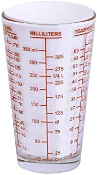 Kolder Mix N Meça vidro, líquido multiuso e copo de medição seco, 6 unidades de medição, vidro pesado, vermelho