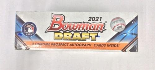 2021 Bowman Draft Baseball Hobby Jumbo Box - 3 cartões de automóveis Chrome por caixa - Cartões autografados de beisebol cortados